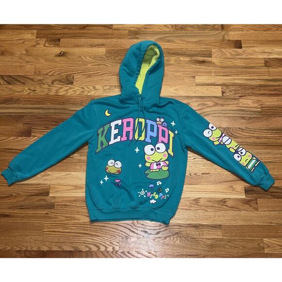 Sanrio Tops - Sanrio Keroppi Graphic Hoodie Sweatshirt Fleece Sherpa Lined Hoodie Size XS